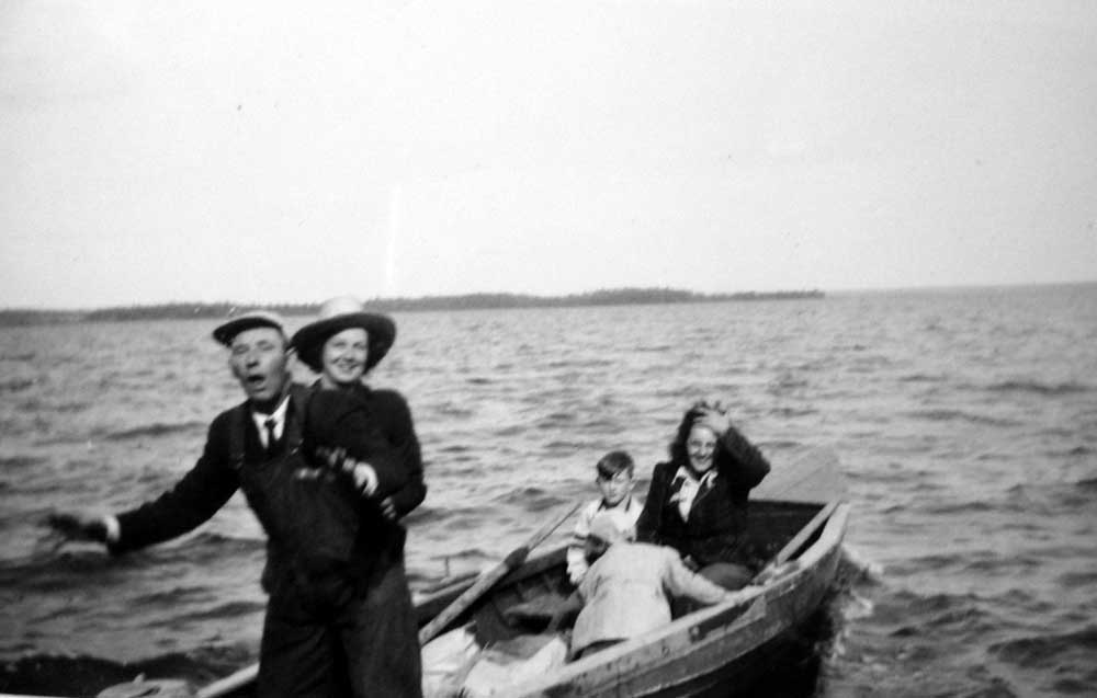Boat of type used to haul mink pens